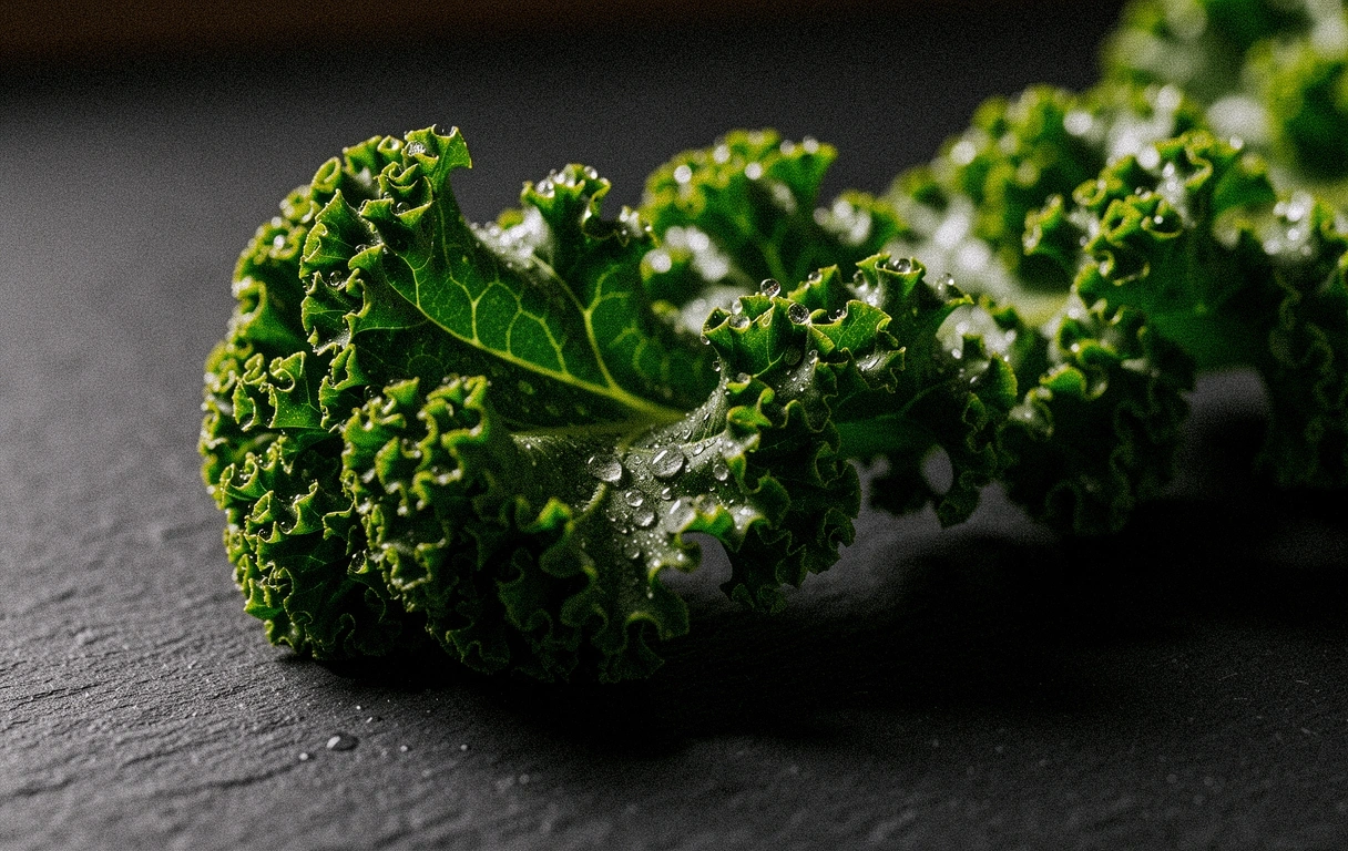 Frische Grünkohlblätter im Detail